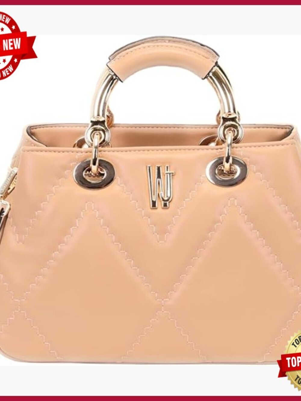 Quilted Faux Leather Crossbody Shoulder Bag Gold Hardware Adjustable Strap